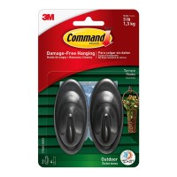 2-Pack Command Outdoor Terrace Hooks 17086S-AWES Medium Slate